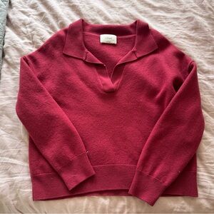 Aritzia - Wilfred Deep Red V-Neck Sweater